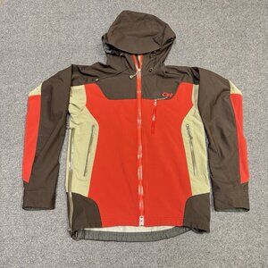 Outdoor Research Alibi Jacket Mens S Red Beige Brown Soft Shell WR Hiking Active